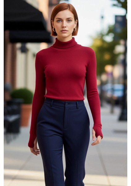 Kadın Şık Crop Balıkçı Yaka Slim Kalıp Örme Fitted Vücuda Oturan Parmak Detaylı Fitilli Esnek Bluz fırsatları