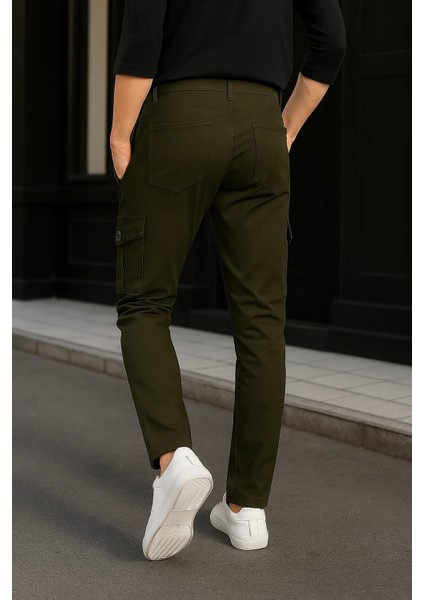 Erkek Günlük Trend Bol Paça Haki Taktik Kargo Pantolon