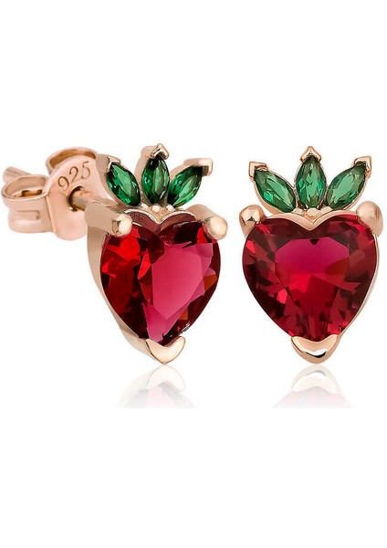 ​Gümüş Çilek Figür Meyve Çivi Küpe