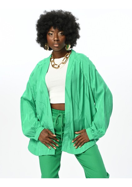 Yeşil Oversıze Kesim Rahat Kimono Ceket