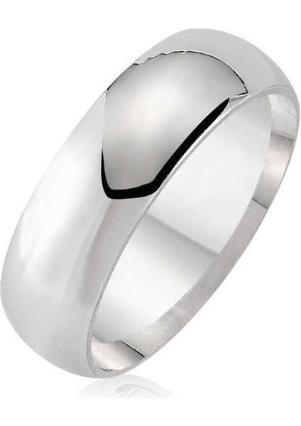 Düz Bombeli Gümüş Alyans - 6 mm - 15