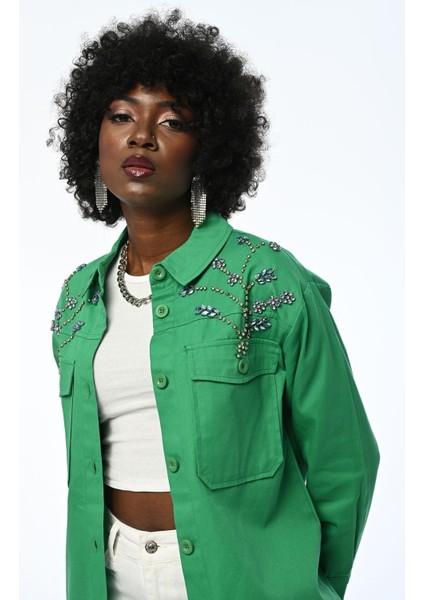 Kadın Robası Taş Işlemeli Gabardin Ceket modelleri