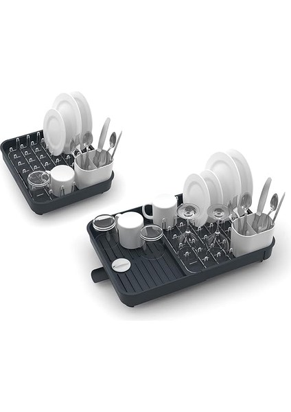 Joseph Çıkarılabilir Çatal Bıçak Tutacağı Döner Boşaltma Musluğu ile Genişletilebilir Bulaşık Süzgeci Rafı - Gri indirimleri