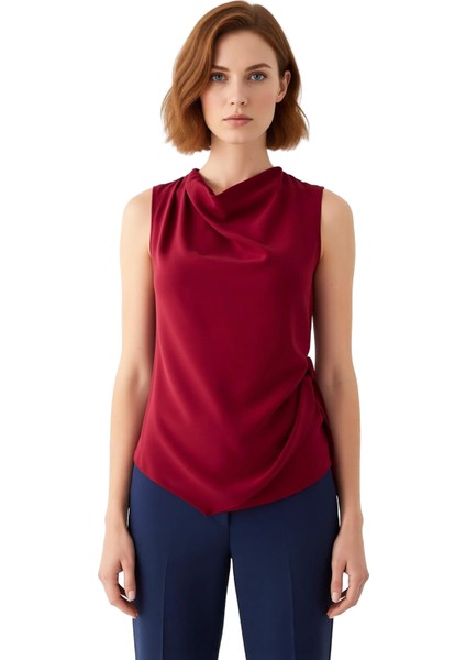 Kadın Bluz Kolsuz Saten Dokuma Degaje Yaka Yan Bağlama Detaylı Günlük Şıklık Kaliteli Şık Rahat fiyatları