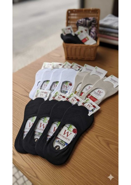 Bambu Görünmez Çorap (Babet), Kaymaz Silikon Destek, Dikişsiz 12'li Paket modelleri