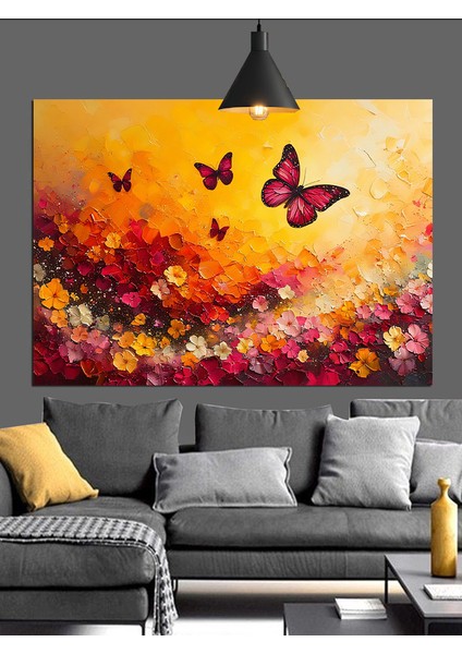 Kelebekler ve Çiçekler Dekoratif Kanvas - Mdf Ahşap Tablo fiyatları