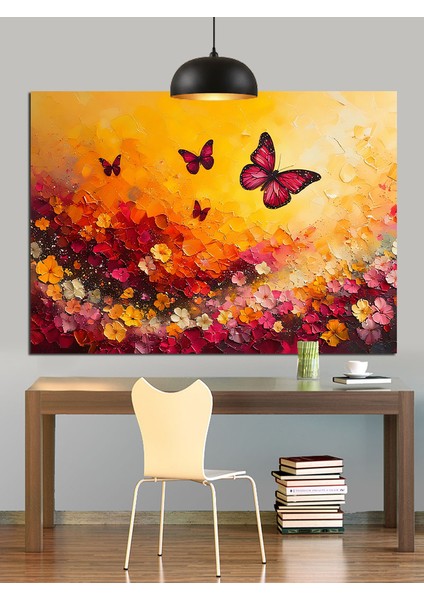 Kelebekler ve Çiçekler Dekoratif Kanvas - Mdf Ahşap Tablo fırsatları