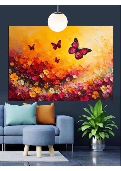 Kelebekler ve Çiçekler Dekoratif Kanvas - Mdf Ahşap Tablo indirimleri