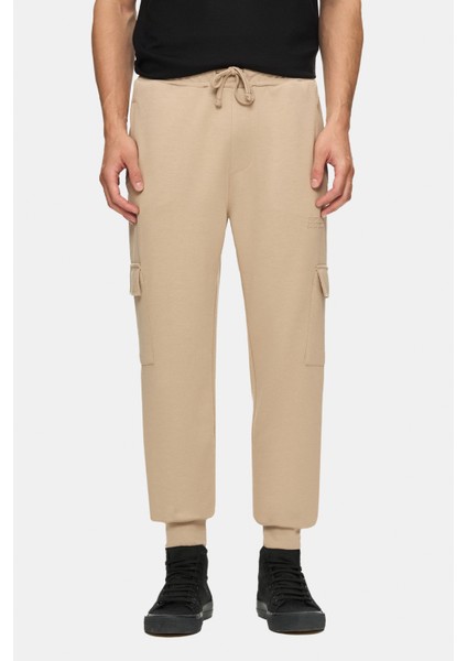 Daley Koyu Bej Kargo Cepli Gofre Baskı Standard Fit Erkek Eşofman Alt fiyatları