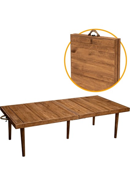 Katlanır Kamp, Piknik ve Bahçe Masası 55X110 cm - Ceviz Renk