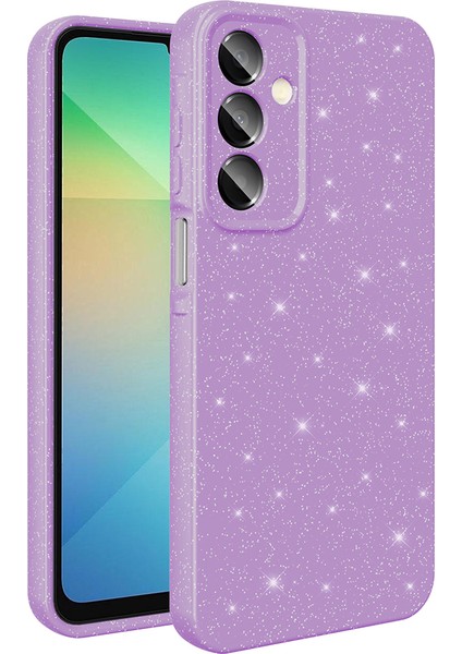 Galaxy A16 Kılıf Kamera Korumalı Simli Lüks Mrsa Koton Kapak - Lila