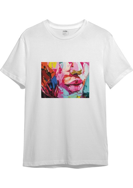 Lips Tişört - Beyaz