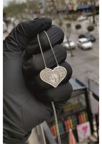 925 Ayar Gümüş Harfli Kalp Kolye