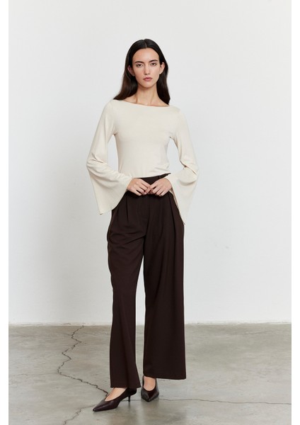 Yarasa Kol Kayık Yaka Bluz Bej fiyatları