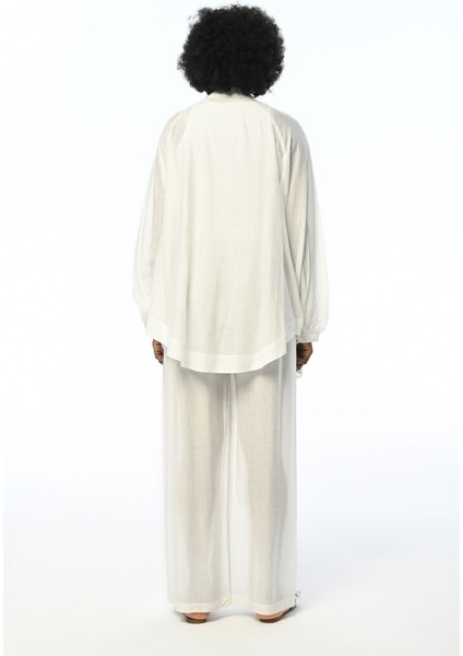 Kadın Rahat Kalıp Bol Paça Beli Lastikli Düz Renk Pantolon fiyatları