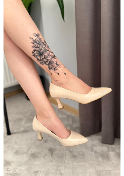 Kadın Sity Bej Rugan 6 cm Ince Topuklu Stiletto