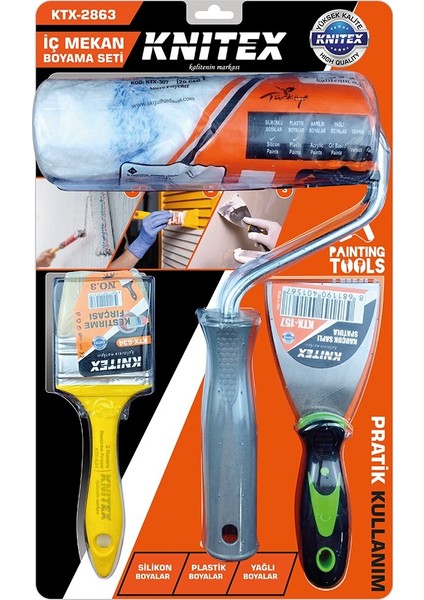 3pcs Nalbur - Boyacı Set Spatula - Kestirme Fırça - Boya Rulo 20cm (4915) Go-53-vice/(1395) fiyatları