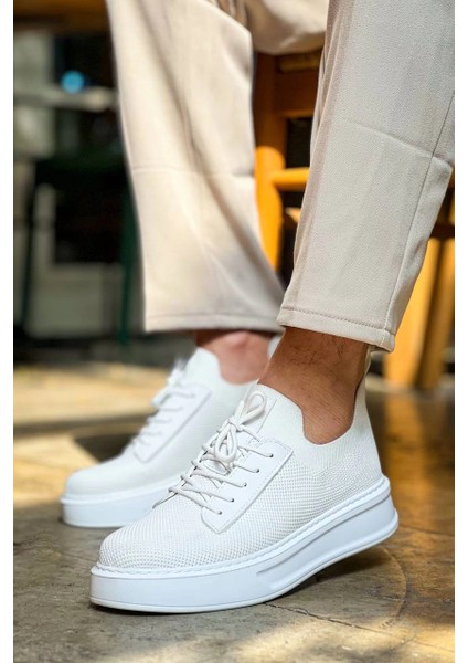 KB-116 Kuback Beyaz Bağcıklı Triko Günlük Erkek Ayakkabı
