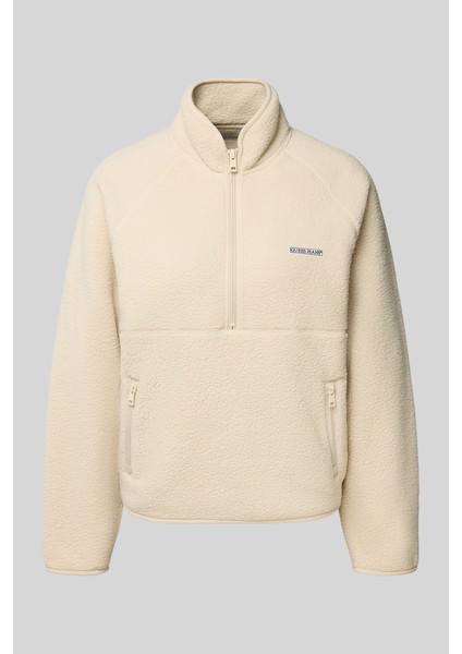 Kadın Regular Fit Yarım Fermuarlı Dik Yaka Polar Sweatshirt - Ekru indirimleri