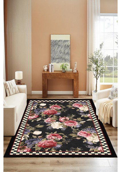 Yeni Desen Yıkanabilir Kaymaz Tabanlı Bohem Tarz Dijital Baskı Salon Halısı, Yumuşak Dokulu Lüks Halı Modeli ve 40 x 60 Siyah Renk Dikdörtgen Halı fiyatları