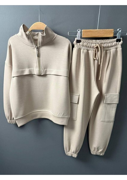 Fermuarlı Kargo Cepli Kız Çocuk Takım Bej fırsatları