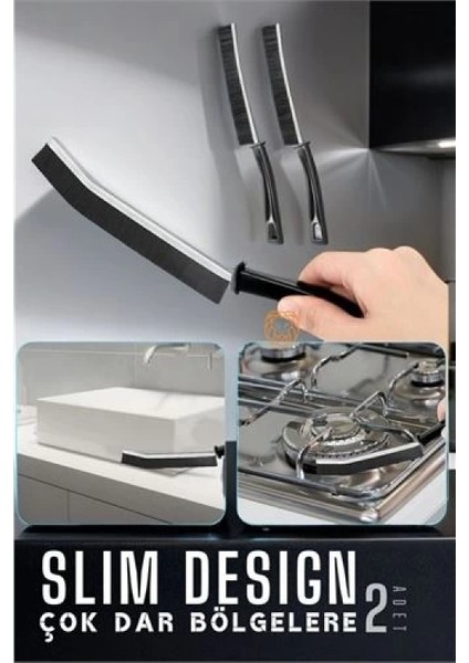 Ince Sert Kıllı Çok Dar Bölge Fırçası - Mutfak Banyo Fırçası 2 Adet