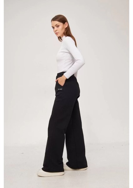 Iki Iplik Bol Paça Eşofman Pantalon - Siyah fiyatları