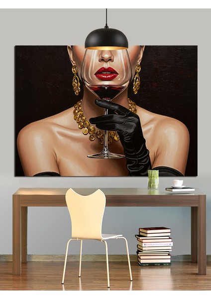 Altın Takılı Kadın Portresi Dekoratif Kanvas - Mdf Ahşap Tablo fiyatları