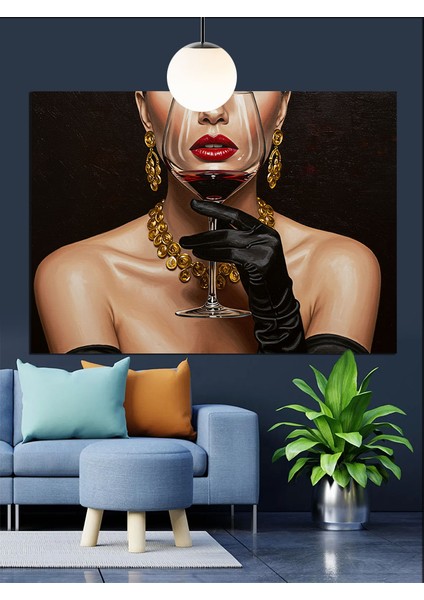 Altın Takılı Kadın Portresi Dekoratif Kanvas - Mdf Ahşap Tablo modelleri