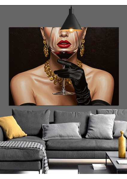 Altın Takılı Kadın Portresi Dekoratif Kanvas - Mdf Ahşap Tablo indirimleri