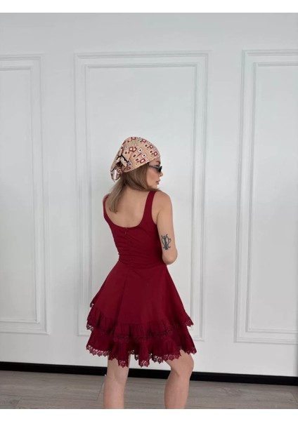 Mini Askılı Elbise - Bordo fiyatları