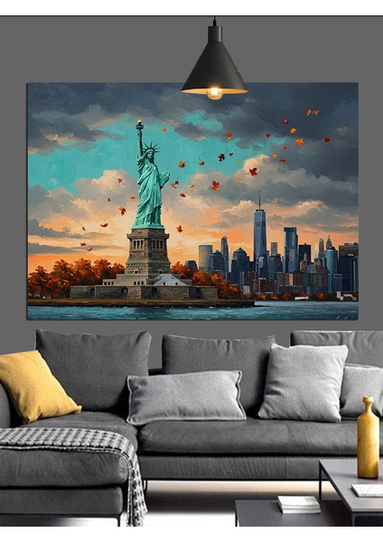 Özgürlük Heykeli New York Dekoratif Kanvas - Mdf Ahşap Tablo