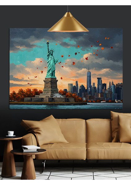 Özgürlük Heykeli New York Dekoratif Kanvas - Mdf Ahşap Tablo indirimleri