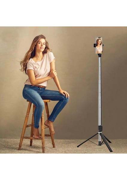 Kumandalı Telefon – Ayarlanabilir Yükseklikli Selfie Çubuğu, Masaüstü ve Portatif Tasarım, Ev, Stüdyo, Tatil, Kamp ve Dış Mekan Çekimleri Için Uygun P170