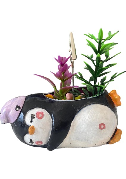 Timsah Ağızlı Not-Fotoğraf Tutuculu Yapay Çiçekli Biblo