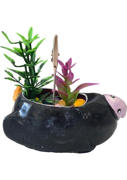 Timsah Ağızlı Not-Fotoğraf Tutuculu Yapay Çiçekli Biblo fırsatları