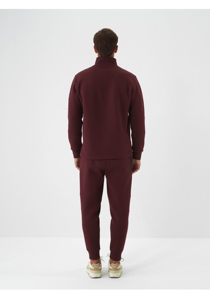 Erkek Bordo Pamuk Dokulu Regular Fit Sweatshirt