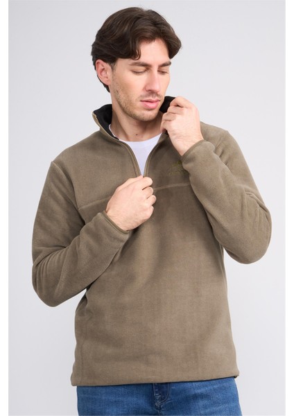 Çetinkaya Mentality 4491 Erkek Dik Yaka Yarım Fermuarlı Polar Sweatshirt Haki fiyatları