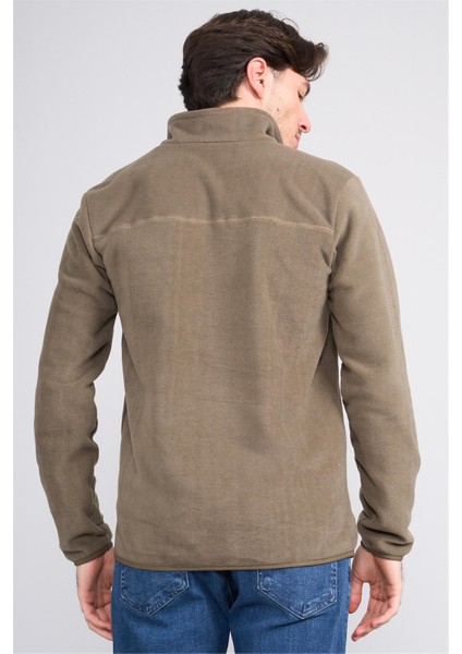 Çetinkaya Mentality 4491 Erkek Dik Yaka Yarım Fermuarlı Polar Sweatshirt Haki indirimleri