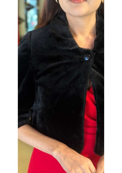 Siyah Uzun Kollu Tay Tüyü Bolero 7668-01 fiyatları