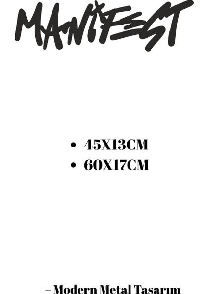 Manifest Yazılı Metal Duvar Tablosu Genç Odası Duvar Dekoru