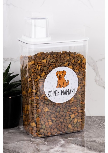 Köpek Maması Kutusu Etiketli Kendinden Ölçekli 3000 ml Akrilik Köpek Maması Saklama Kabı modelleri
