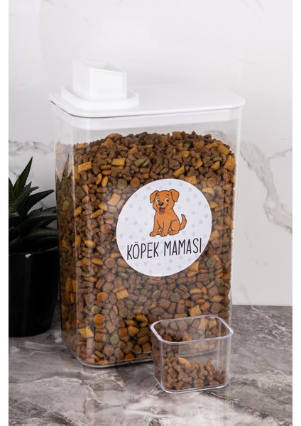 Köpek Maması Kutusu Etiketli Kendinden Ölçekli 3000 ml Akrilik Köpek Maması Saklama Kabı indirimleri