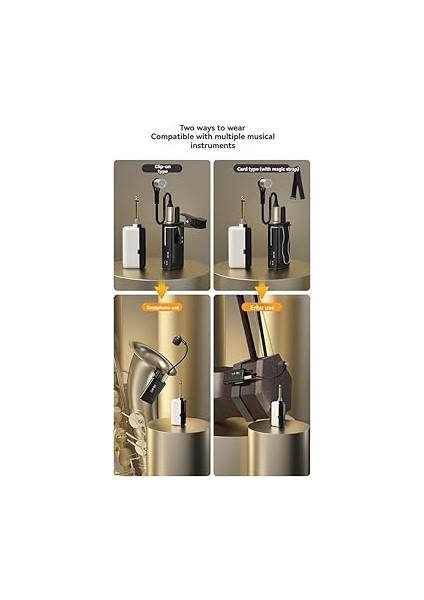 Saksafon, Trompet, Trombon, Kablosuz Mikrofon, Enstrüman, Pikap, Alıcı, Verici, Amplifikatör, Kayıt Gücü modelleri