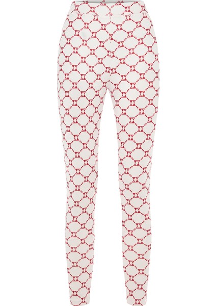 Kadın Ekru Esnek Dokulu Slim Fit Tayt