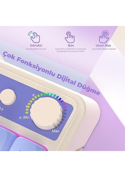 S99 Retro Rgb Gaming 3 Modlu Bluetooth/2.4ghz/usb-C Kablosuz Makrolu Türkçe Q Klavye Mavi modelleri