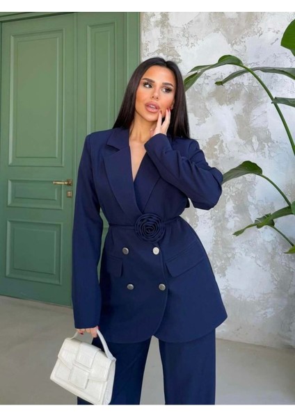 Kadın Gül Kemer Detaylı Palazzo Takım Elbise indirimleri