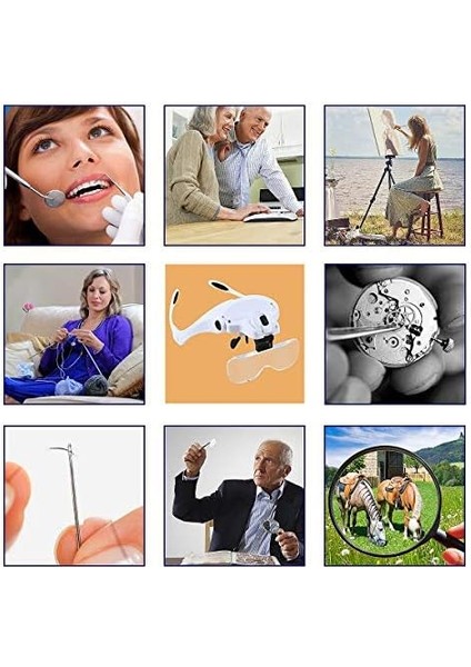 Kafa Bandı Büyüteç Gözlüğü, LED Işıklı, Eller Serbest Arama, Kuyumcu, Saatçi Hobi, 5 Lens, 1.0x 1.5x 2.0x 2.5x 3.5x (Tekrar Kullanılabilir) fiyatları