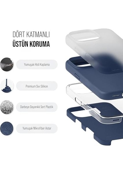 Kılıf Ince Sıvı Silikon 3 Katmanlı Tam Kaplamalı Yumuşak Jel Kauçuk Kılıf Kapak, Açık Lacivert (11 Pro 5) modelleri