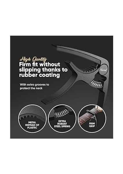 Gitar Için Kapo + 3 Pena | Çok Kolay Kullanım | Gitar Için Capo – Western Gitar, Akustik Gitar, Konser Gitarı, Elektro Gitar ve Ukulele modelleri
